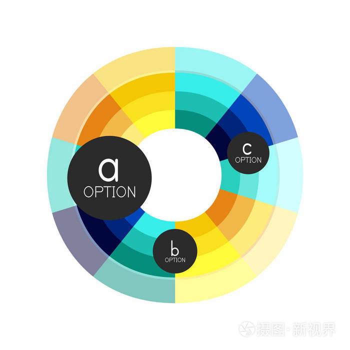 抽象多彩的几何选项图表设计模板与 abc 选项示例。商务演示或信息横幅的抽象背景