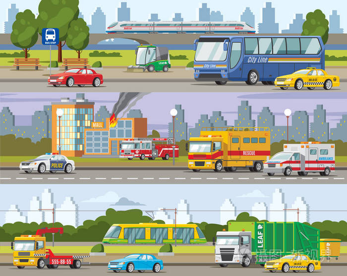 现代城市交通水平横幅插画-正版商用图片0qwhkv-摄图新视界