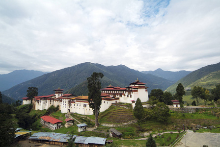 Trongsa 要塞在不丹中部的亚洲