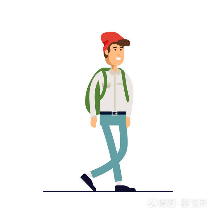 白色背景下的平面卡通时髦人物