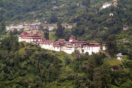 Trongsa 要塞在不丹中部的亚洲