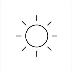 太阳细线图标白色背景上的细线太阳图标照片