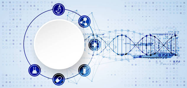 科学模板 壁纸或横幅与 Dna 分子。矢量图