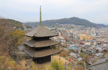 在日本广岛尾道城市景观