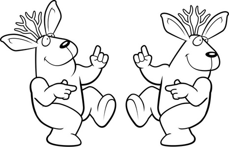 卡通鹿角兔跳舞