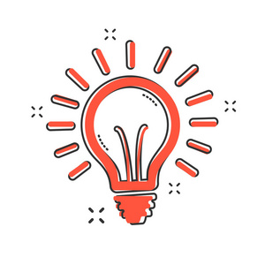 矢量卡通灯灯泡图标的漫画风格.电灯标志插图象形文字.