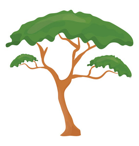一种简单的伞状松树平面图标设计