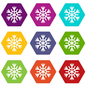 雪花图标集颜色六面体