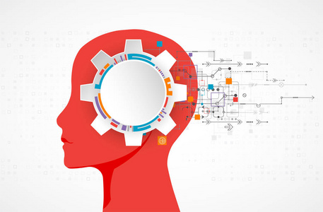 创造性的大脑概念背景。人工智能的概念。矢量科学插画