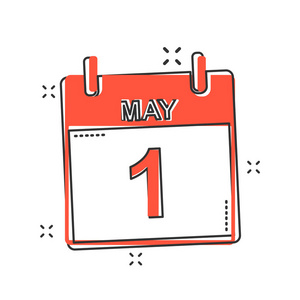 矢量卡通5月1日月历图标的漫画风格.日历符号插图象形文字.