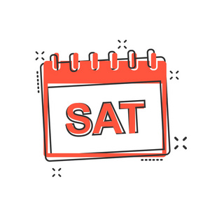 矢量卡通星期六日历页面图标的漫画风格.日历符号插图象形文字.