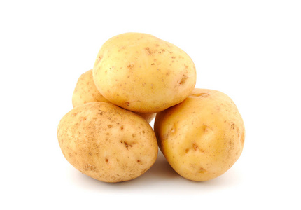 在白色的背景分离的土豆照片