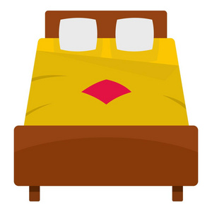 床与孤立的黄色的小毯子图标