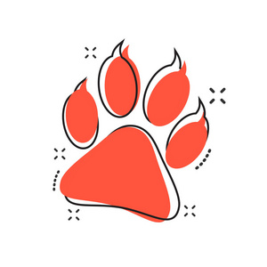 漫画卡通熊陷阱矢量卡通爪打印图标的漫画风格.