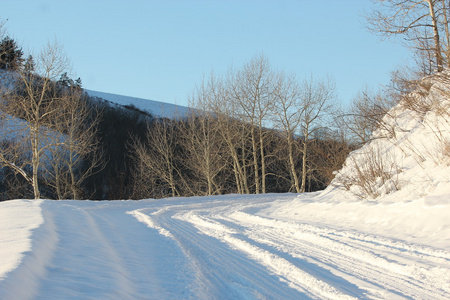 冬天路 冬天 雪 路，道路 雪 冬季景观