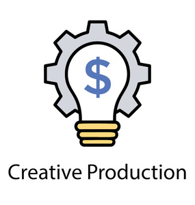 灯泡与美元符号和齿轮, 业务发展的概念图标