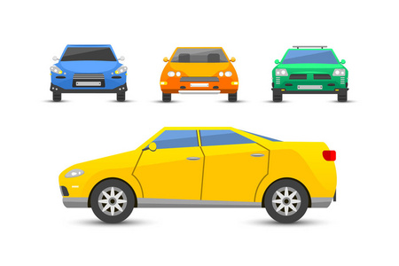 平黄车车辆类型设计风格矢量泛型的经典商业插画孤立