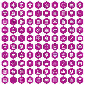 100企业战略图标六角紫色