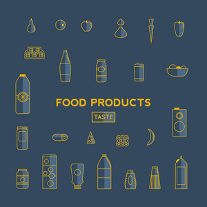 平面设计彩色矢量插画的食物和饮料产品