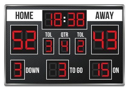 足球透明美国足球记分牌的创意向量例证与图表在透明背景隔绝.