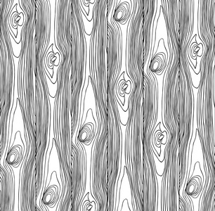 黑白无缝花纹木纹.矢量手绘插图照片