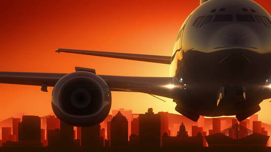 德班南非飞机起飞的天际线金色背景