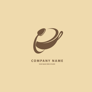 剪影棕色标识咖啡的插图设计。带饮料的矢量图标杯