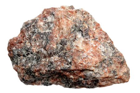 在白色背景上的粉红色花岗岩大的花岗岩岩石上白色孤立花岗岩隔离石
