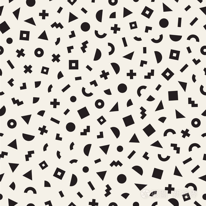 矢量无缝黑色和白色不规则花纹