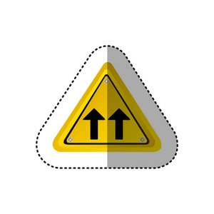 贴纸金属现实黄色三角形框架相同方向箭头道路交通标志
