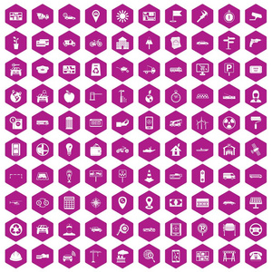 100汽车图标六角紫色