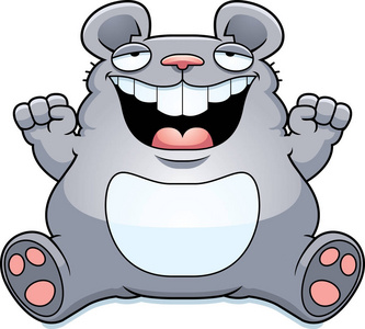 卡通的胖老鼠坐照片