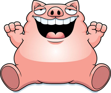 卡通胖猪坐照片