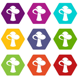 小蘑菇图标集彩色六面体