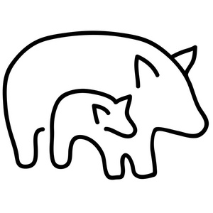 质量黑色和白色的向量轮廓的猪。Eps 10 矢量图