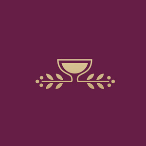 插图设计的优雅标识葡萄酒店在黑暗的红酒背景。餐厅菜单的矢量图标