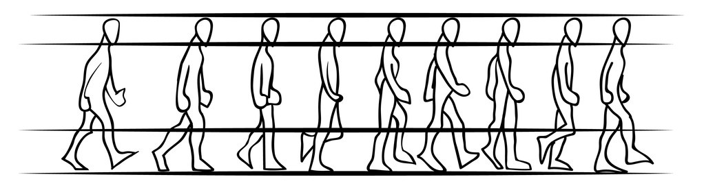 步行周期的手绘图