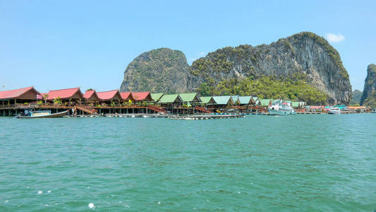 Punyi 岛或 Koh Panyee，穆斯林村庄乘船在攀牙湾，泰国，亚洲