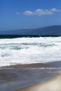 太平洋海洋，海滩景观中的浪花