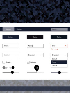 带点的深蓝色矢量线框套件。带有彩色点的抽象风格的装饰性 ui 套件设计。登陆页面的现代模板