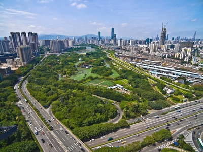 城市高架桥梁道路街景景观航拍鸟瞰景色