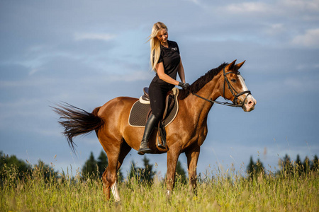 在马场骑马的美女图片
