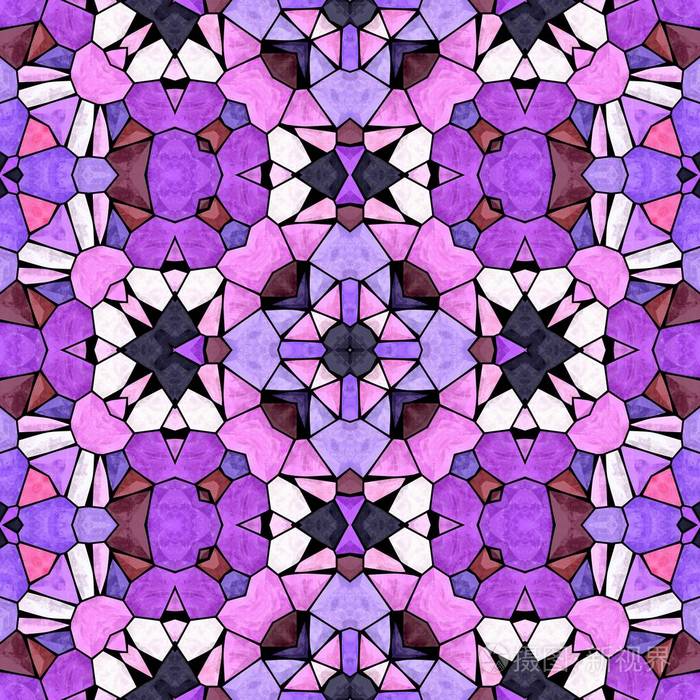 马赛克万花筒无缝模式的纹理背景-粉红色和紫色色与黑色灌浆