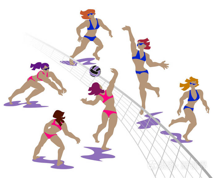 女子沙滩排球插画-正版商用图片0qyw12-摄图新视界
