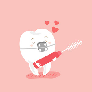 牙齿和牙缝刷照片