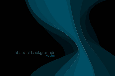 抽象蓝色曲线形状场景运动图形矢量壁纸在黑色背景上照片