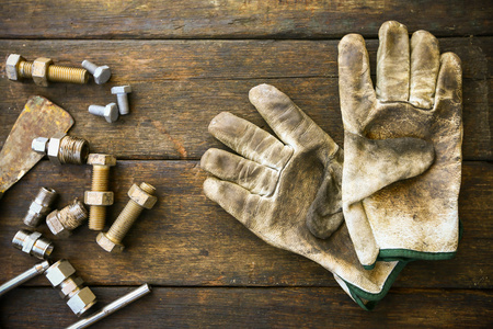 手工具集或工作工具设置背景，在一般的工作或努力工作的行业工作的工具