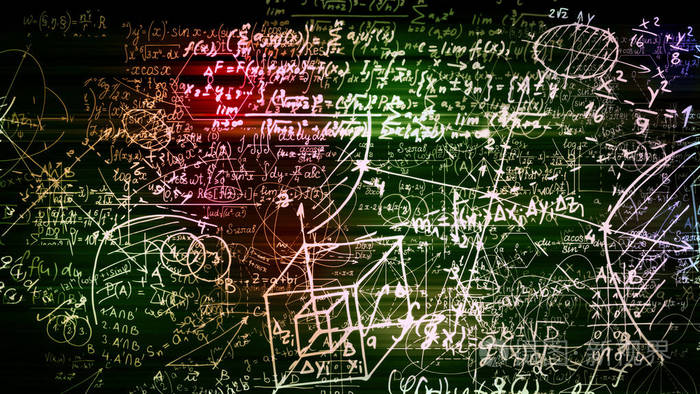 3d 渲染虚拟空间中的数学公式的抽象块.相机内的数学公式