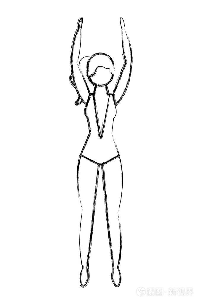 穿泳装和手的妇女字符插画-正版商用图片0qzcef-摄图新视界