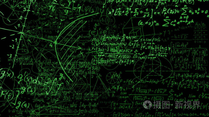 3d 渲染虚拟空间中的数学公式的抽象块.相机内的数学公式